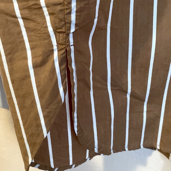 NEW Faithfull the Brand oversized brown white stripe cotton button down Shirt XL - Picture 9 of 16